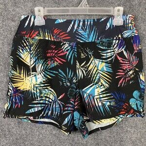 Jocky Tropical Short Shorts Women Medium Silky Waist Zip Pocket Pull-on